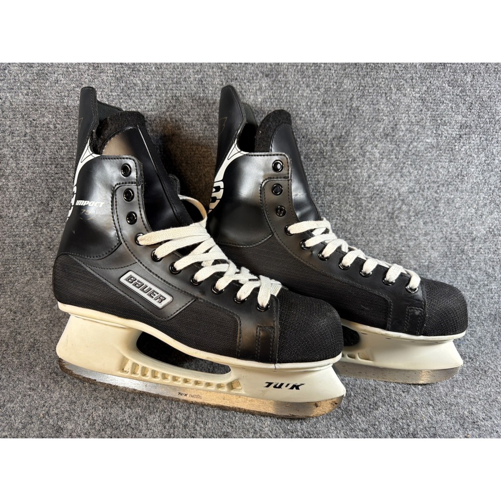 Bauer Impact 75 Men Ice Hockey Skates Black White TUUK Fasteel Size US 9R 10.5
